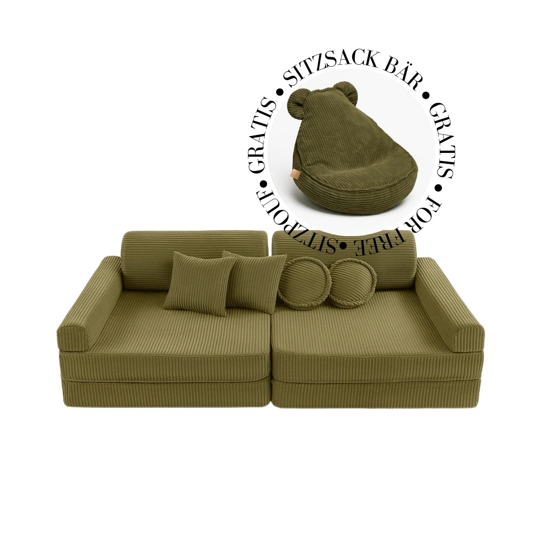 MeowBaby Spielsofa Ästhetik Cord - khaki
