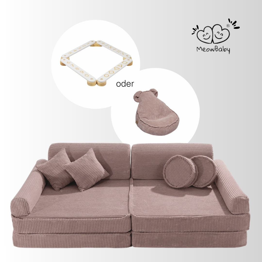 MeowBaby Spielsofa Ästhetik Cord - powder pink