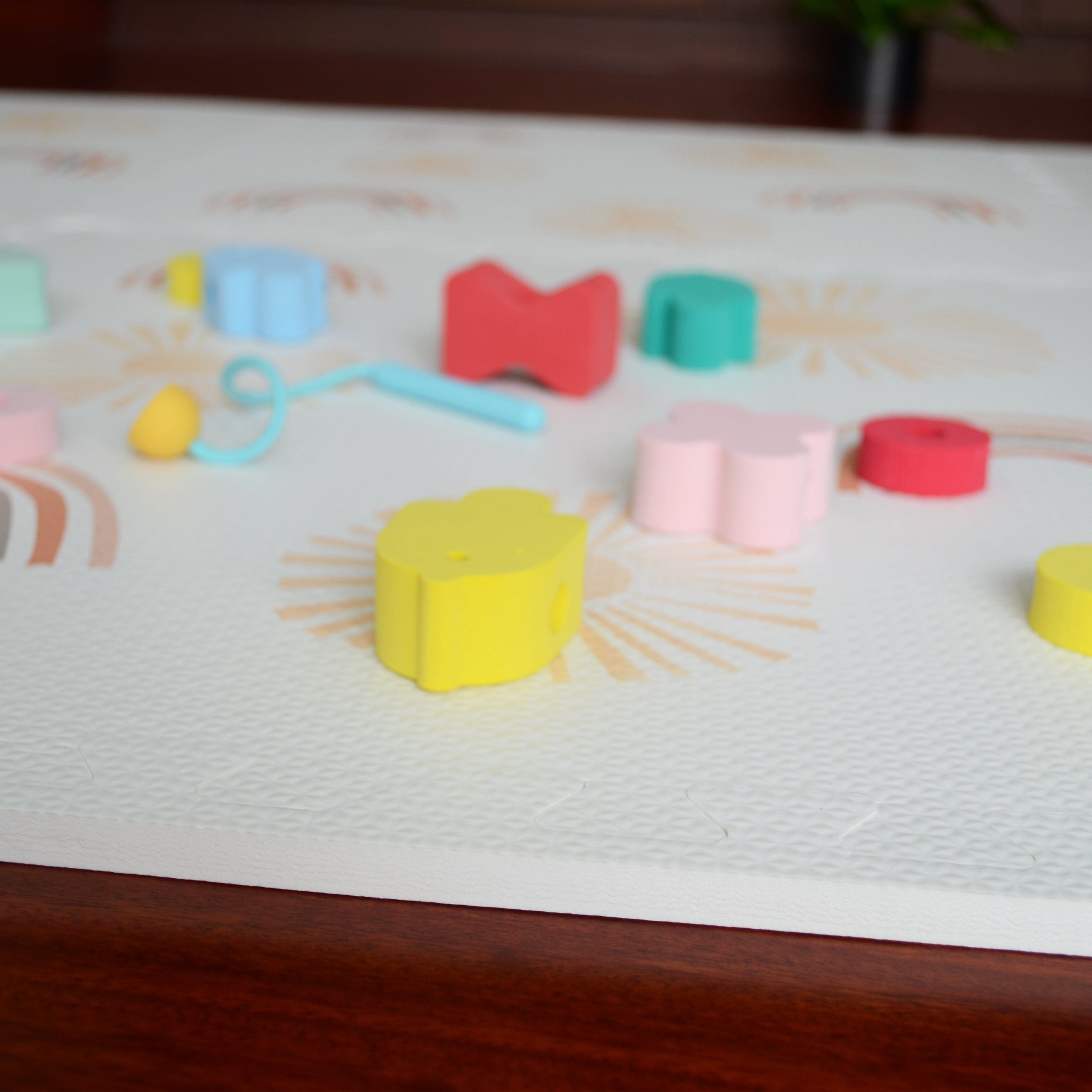 MeowBaby Puzzlematte 120x180 cm, 6 Elemente – Regenbogen creme