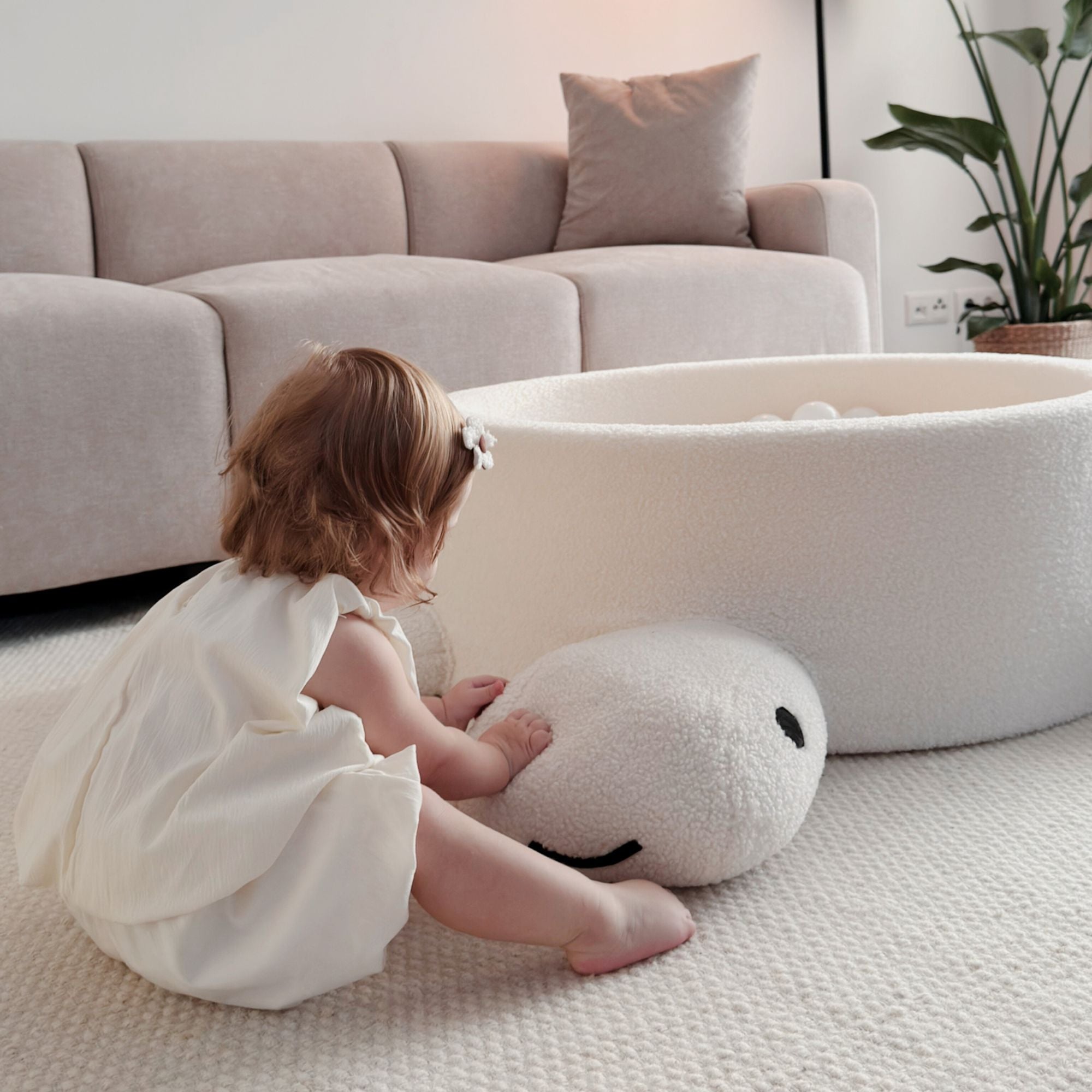 MeowBaby Bällebad Schildkröte Bouclé, 200 Bälle - eigene Farbauswahl