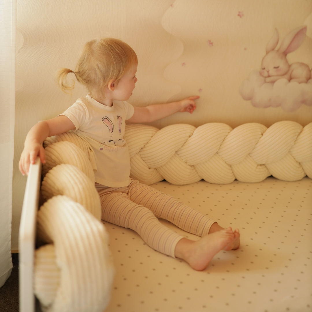 MeowBaby Geflochtene Bettschlange Cord, 2 m - Ästhetik vanilla