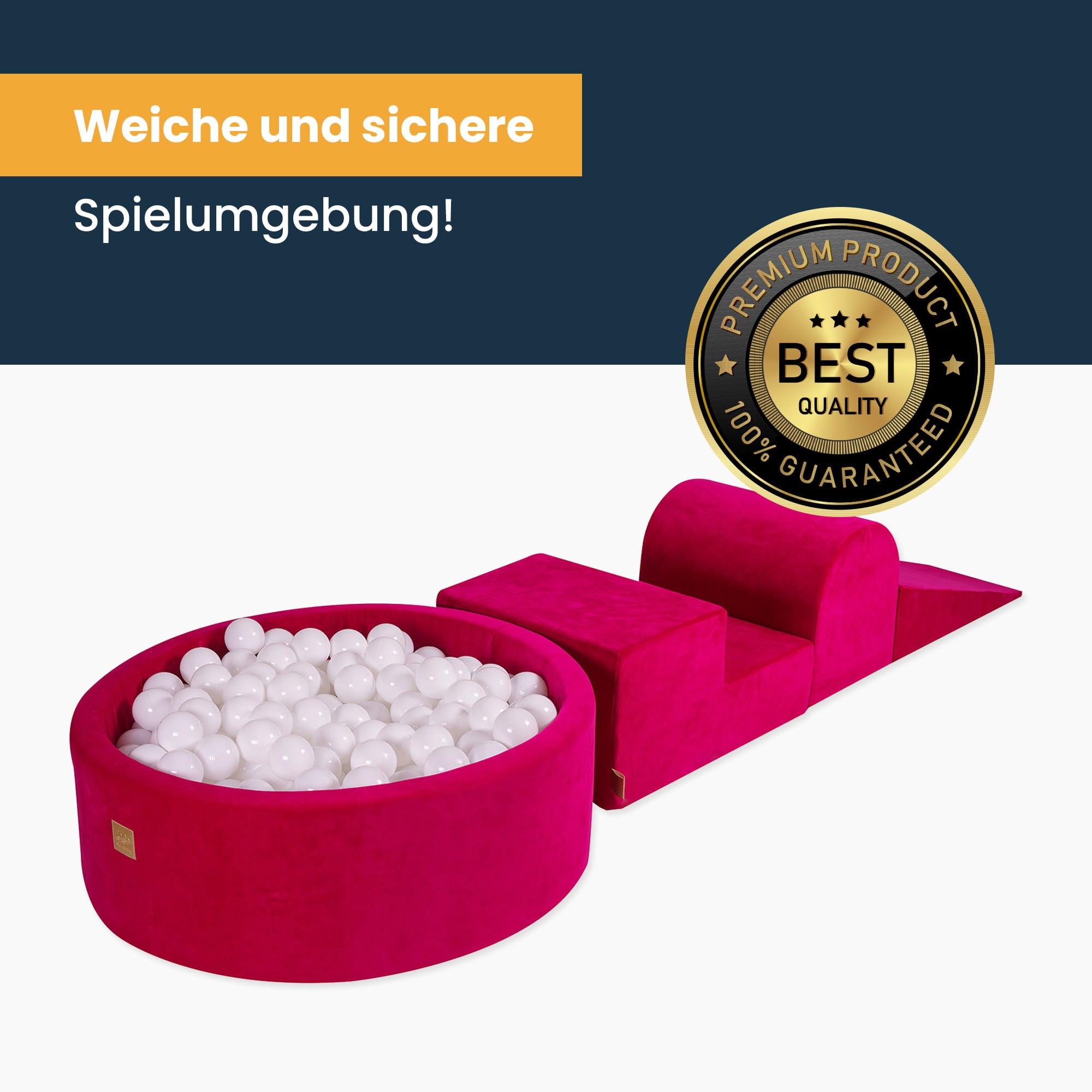 MeowBaby Schaumspielset Bouclé weiß mit Bällebad, 200 Bälle - Weiss