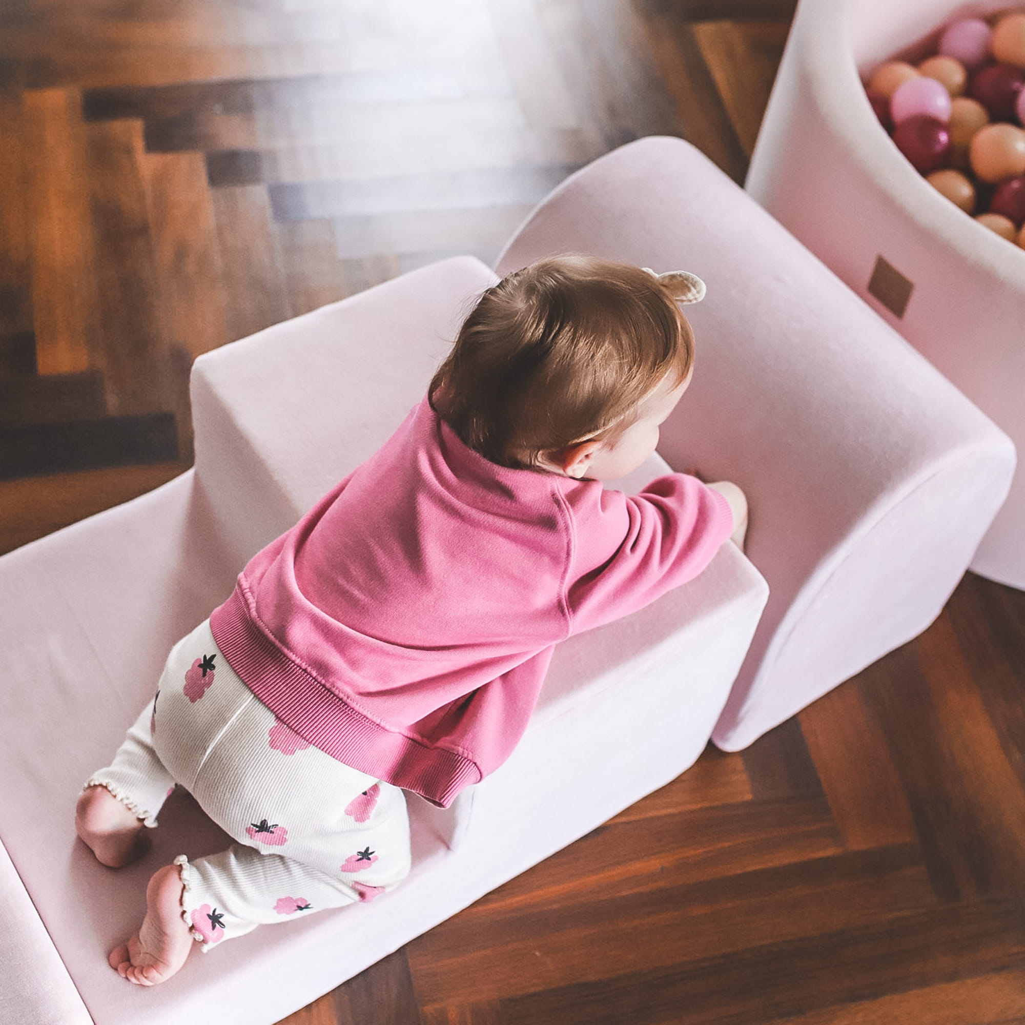 MeowBaby Schaumspielset Velvet magenta mit Bällebad, 100 Bälle - Weiss/Pastellrosa