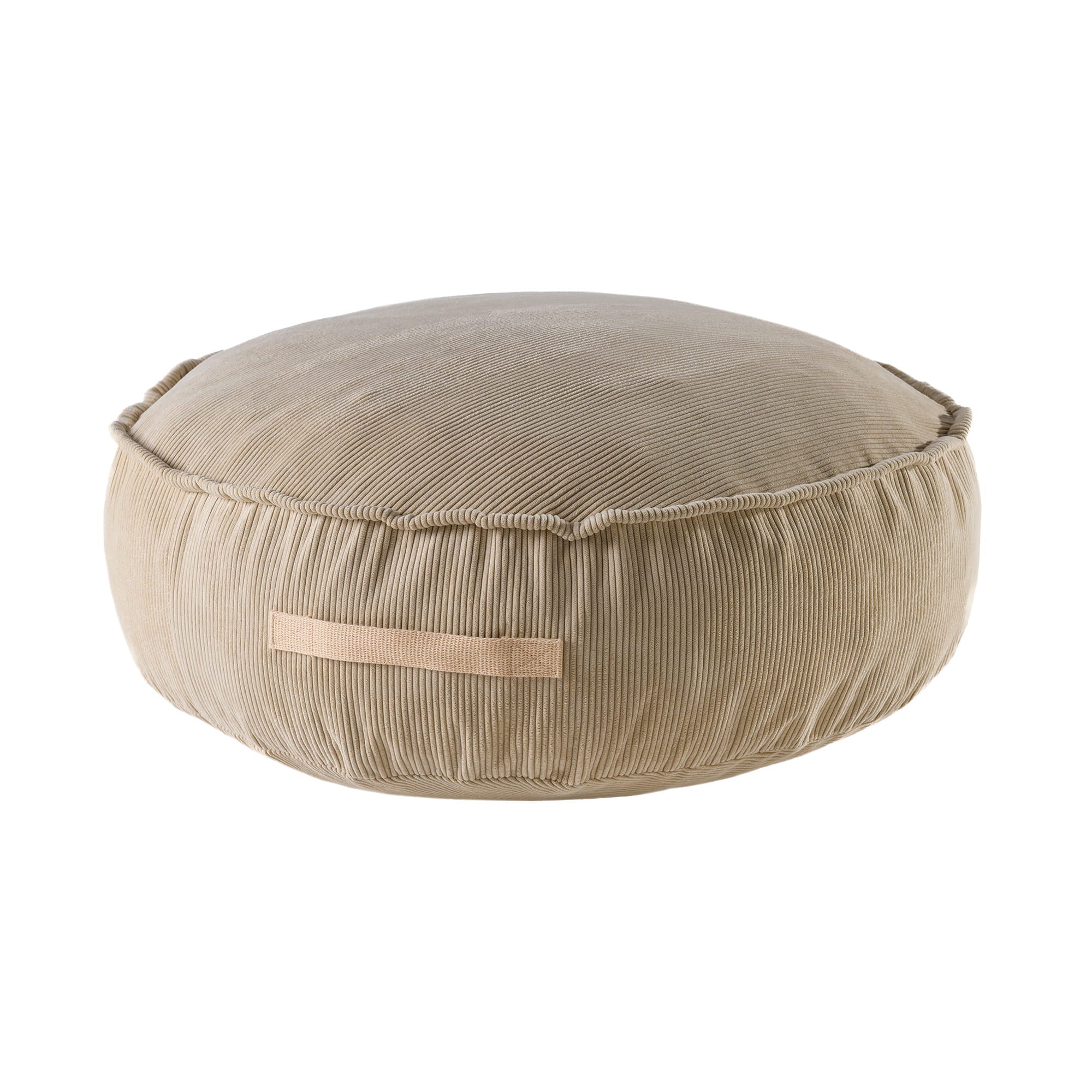 MeowBaby Sitzpouf für Kinder, Rund, Premium Cord - Beige