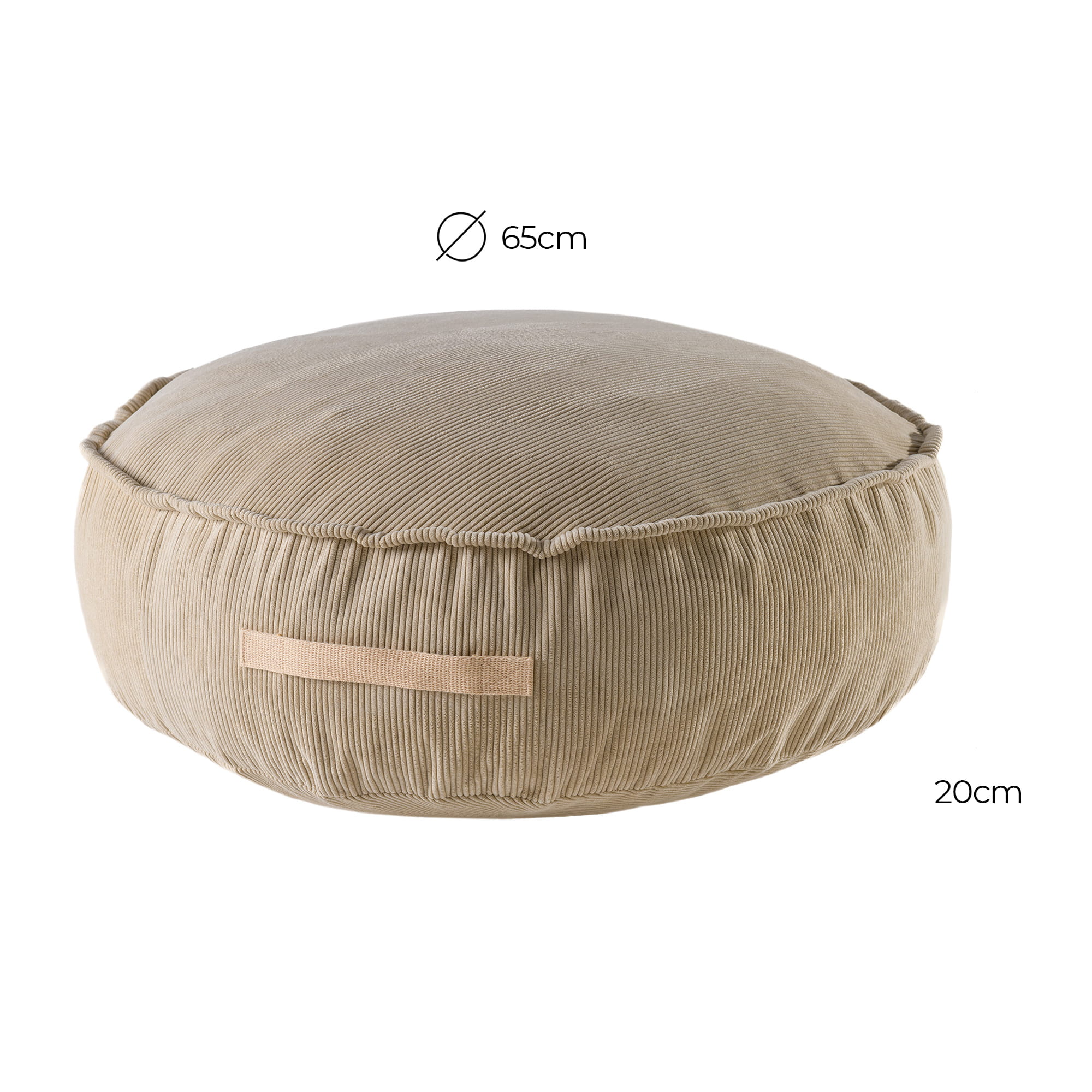 MeowBaby Sitzpouf für Kinder, Rund, Premium Cord - Beige