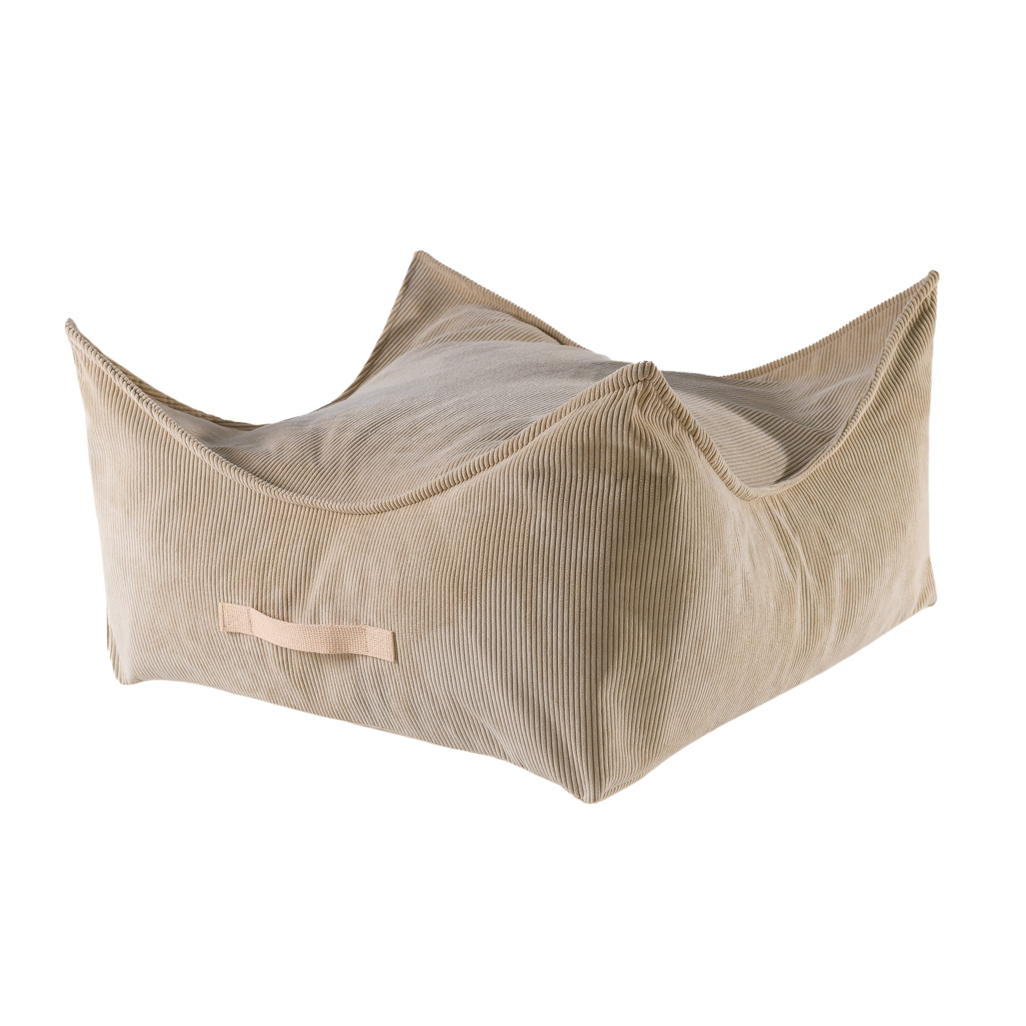 MeowBaby Sitzpouf für Kinder, Quadratisch, Premium Cord - Beige