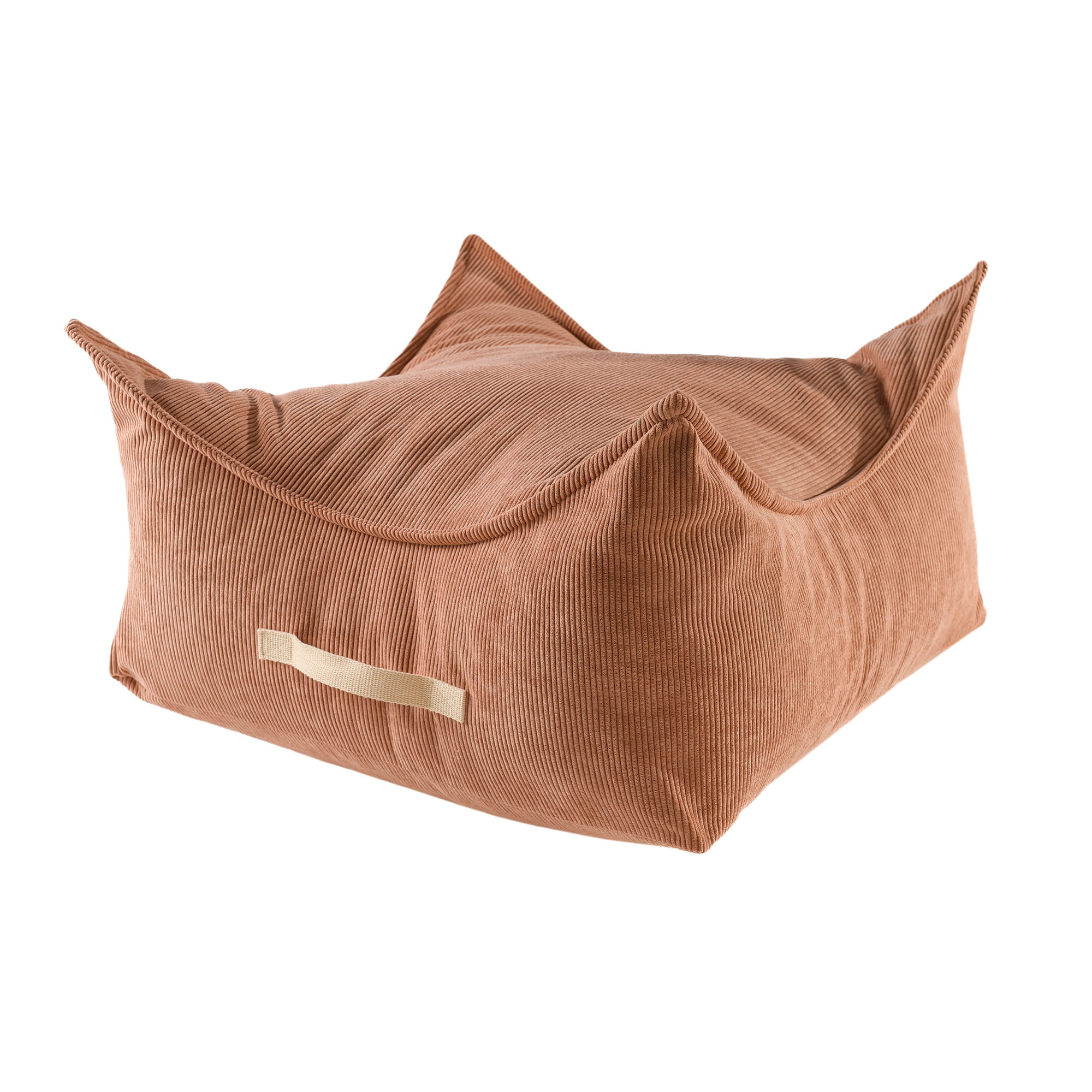 MeowBaby Sitzpouf für Kinder, Quadratisch, Premium Cord - Rusty Red