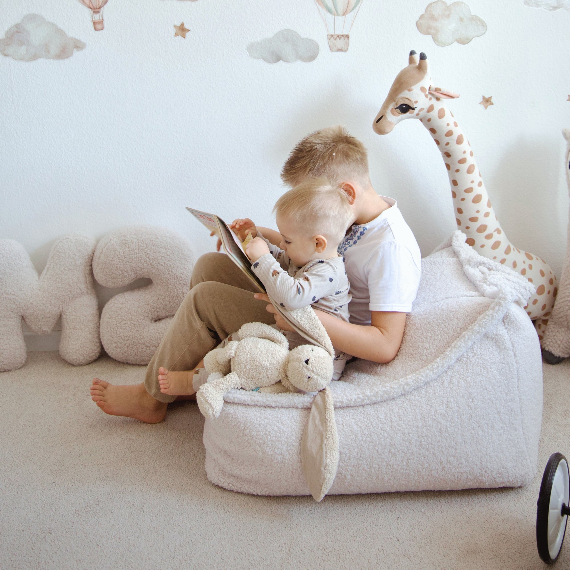 MeowBaby Beanbag Bearly square - cream/white 