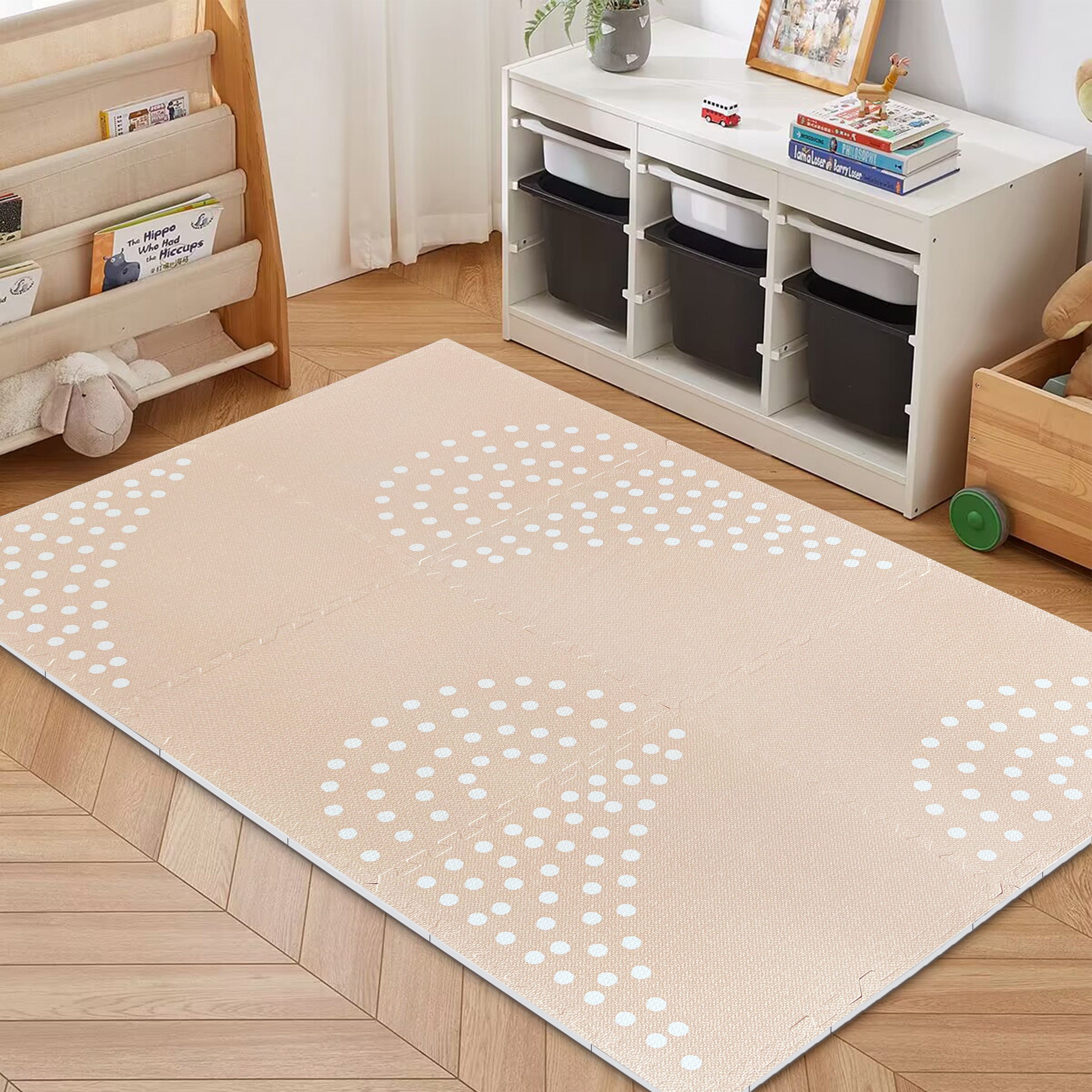 MeowBaby Puzzlematte 120x180 cm, 6 Elemente – beige, gepunktet