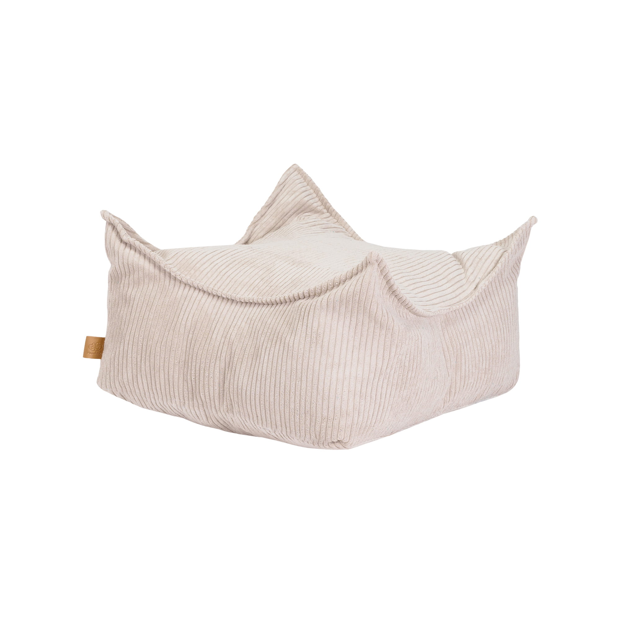 MeowBaby Sitzpouf für Kinder, quadratisch, Ästhetik Cord - ecru/beige