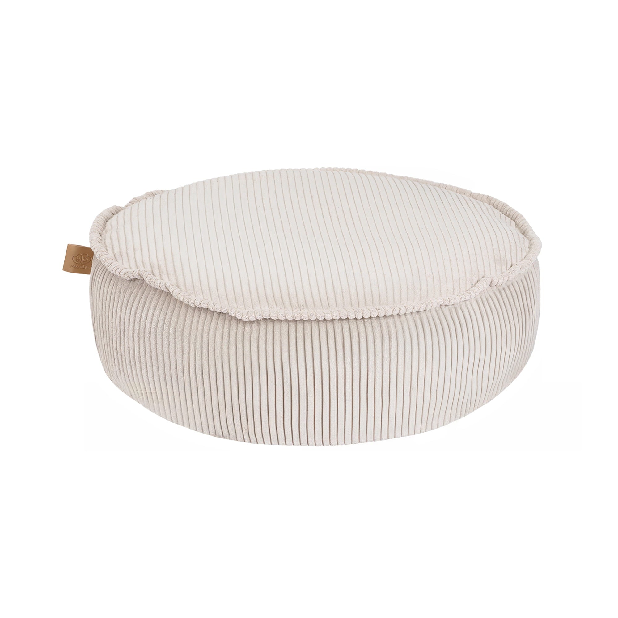 MeowBaby Sitzpouf für Kinder, rund, Ästhetik Cord - ecru/beige