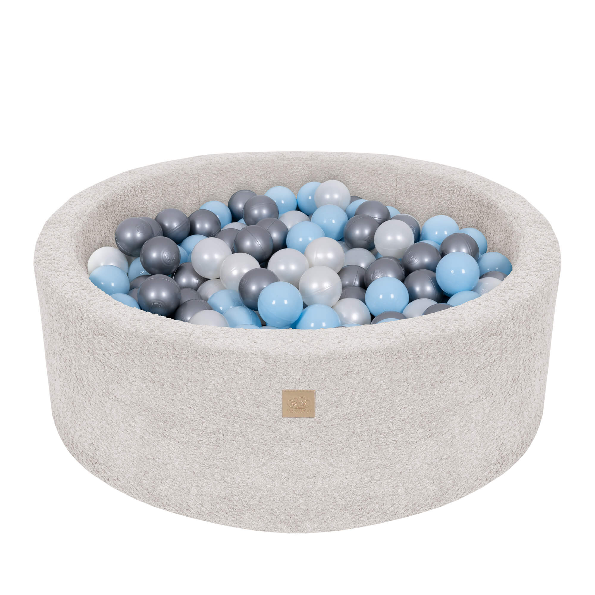 Meowbaby Boucle Baby Ball Pit Champagne Ecru 200 balls: White Pearl Babyblue Silver