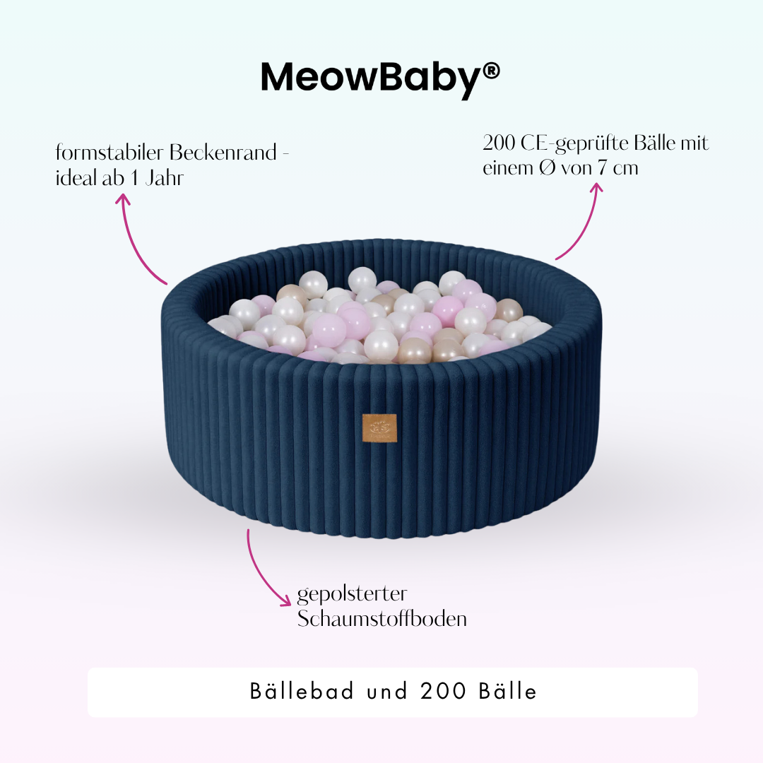 MeowBaby Bällebad Churros 90x30 cm, 200 Bälle - eigene Farbauswahl