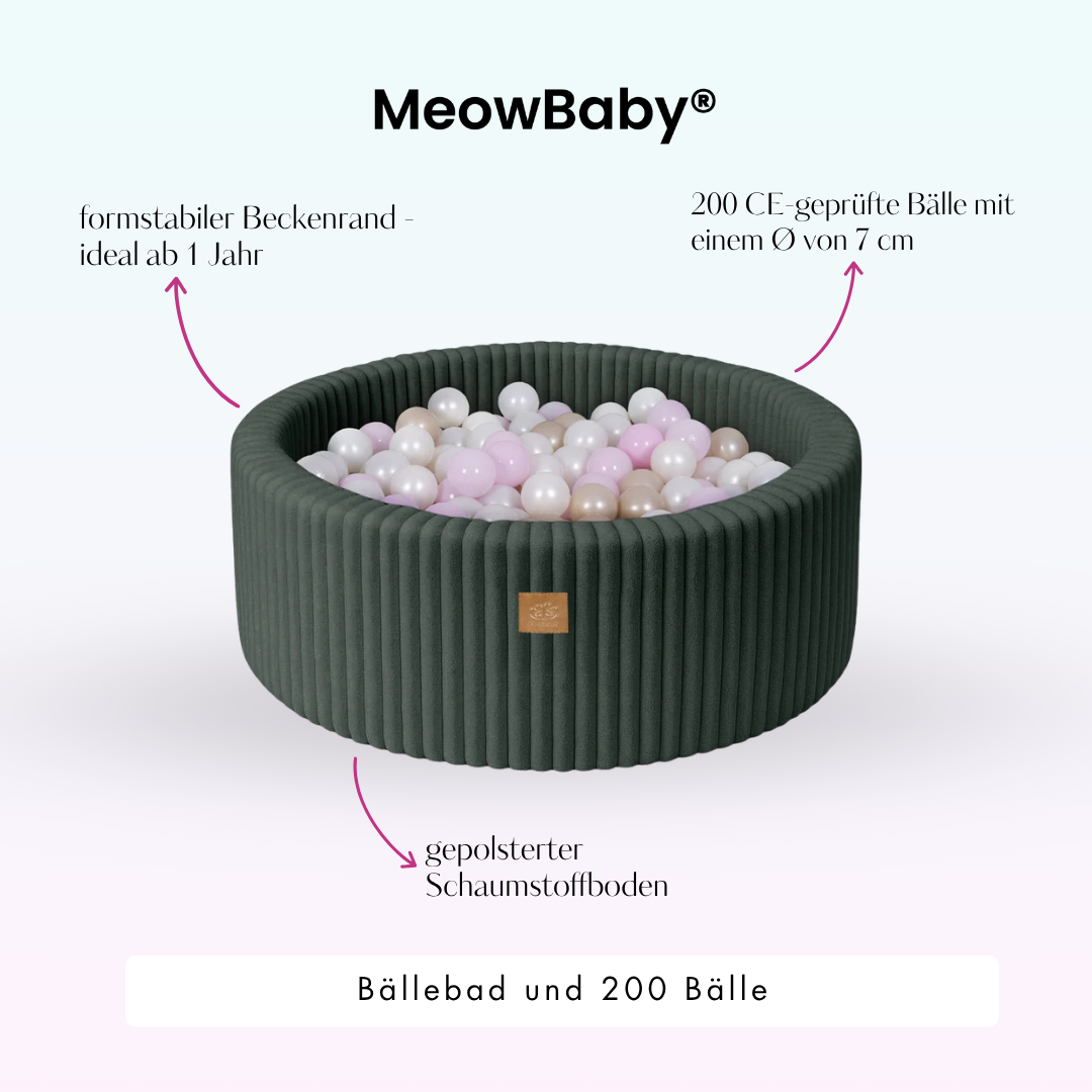 MeowBaby Bällebad Churros 90x30 cm, 200 Bälle - eigene Farbauswahl