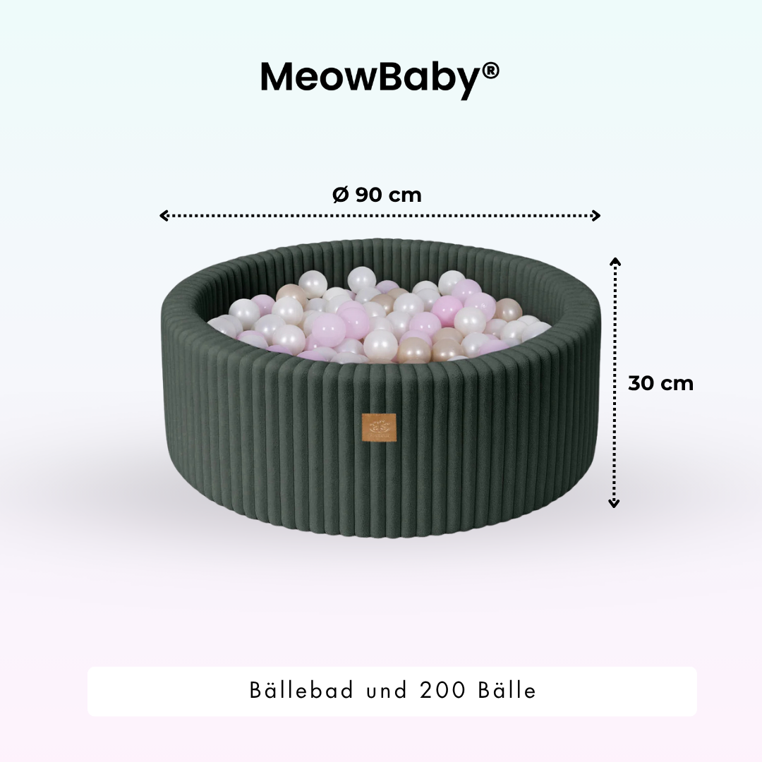MeowBaby Bällebad Churros 90x30 cm, 200 Bälle - eigene Farbauswahl