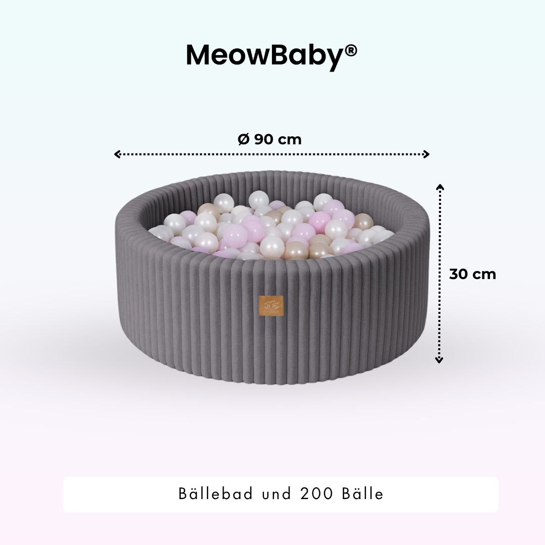 MeowBaby Bällebad Churros 90x30 cm, 200 Bälle - eigene Farbauswahl
