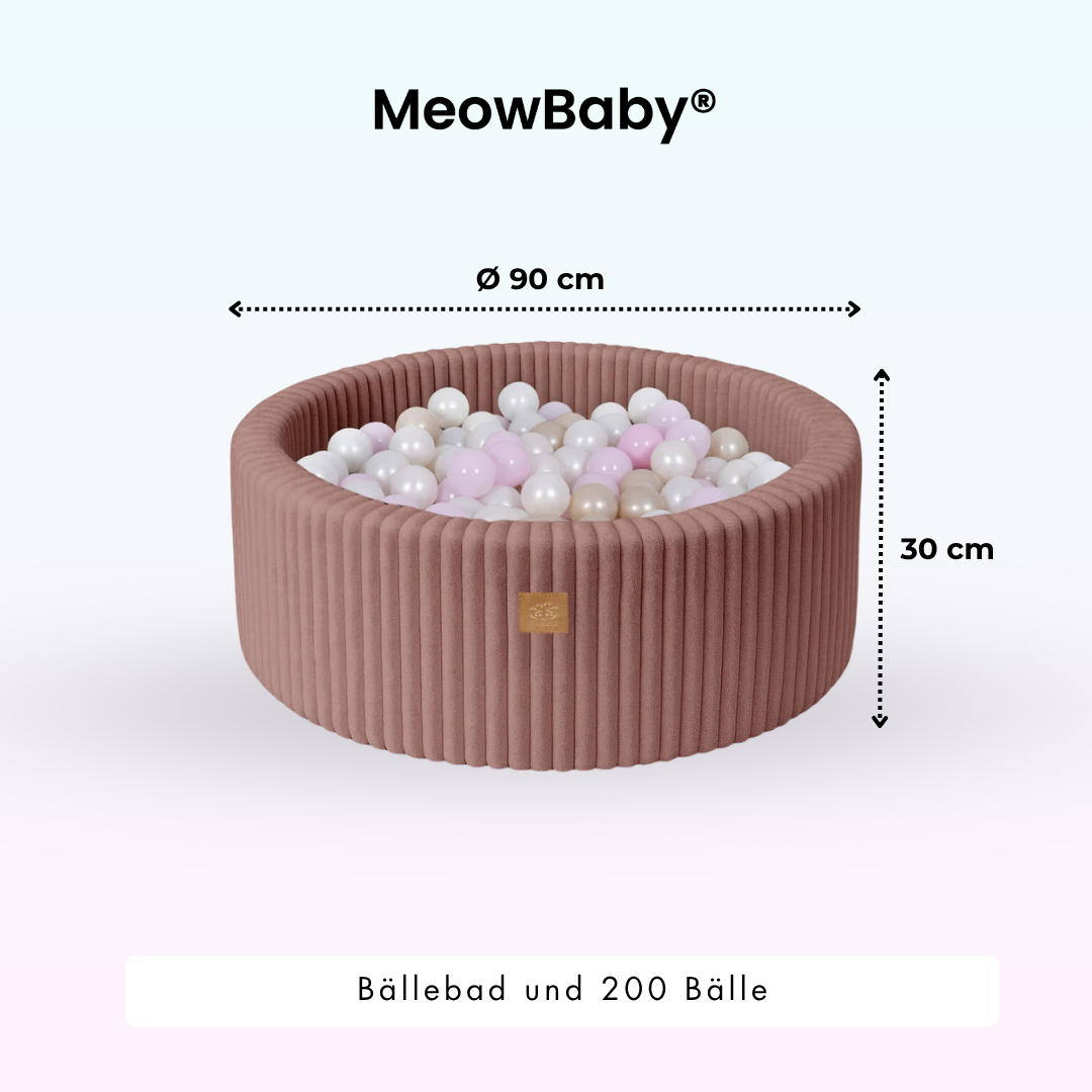 MeowBaby Bällebad Churros 90x30 cm, 200 Bälle - eigene Farbauswahl