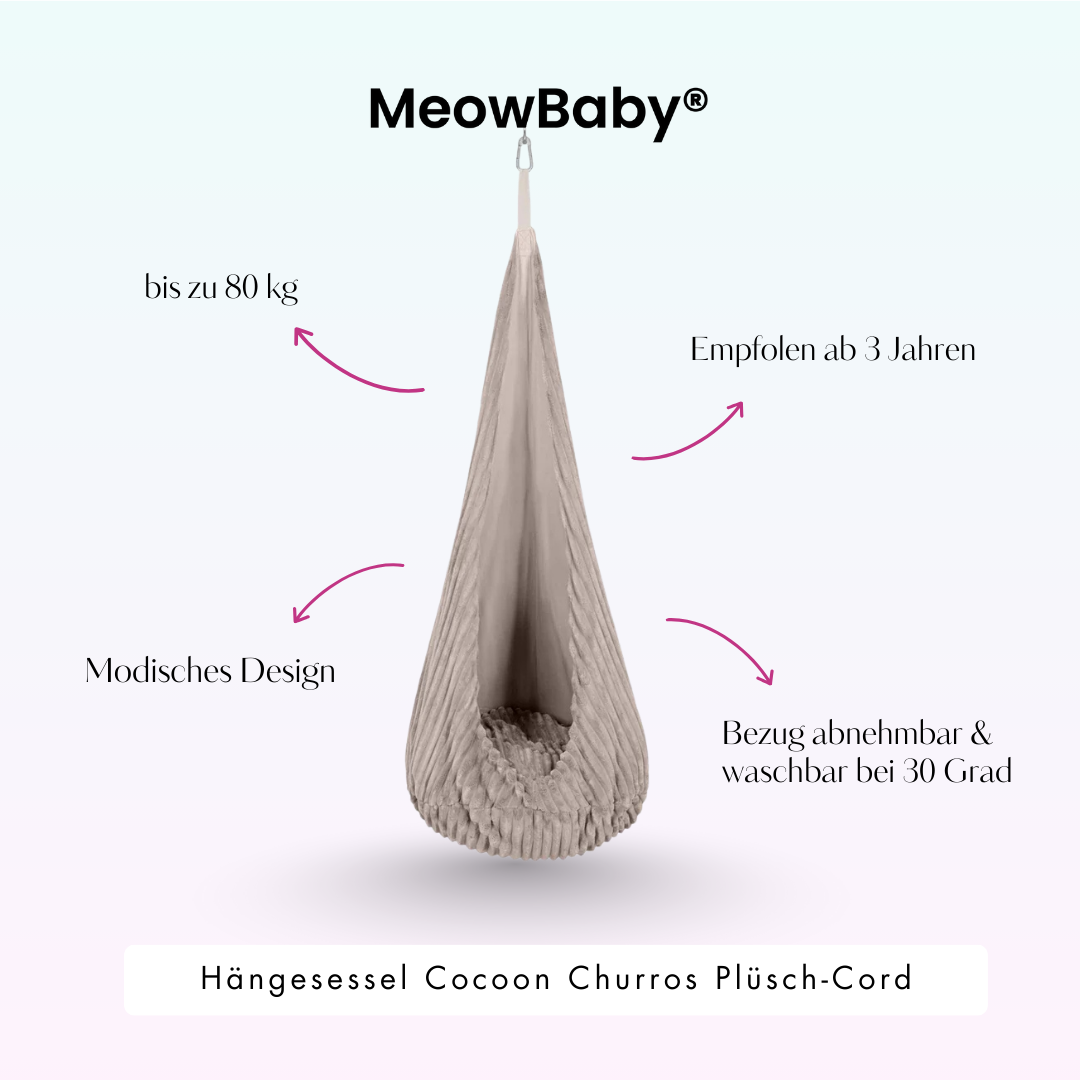 MeowBaby Hängesessel Cocoon Churros Plüsch-Cord