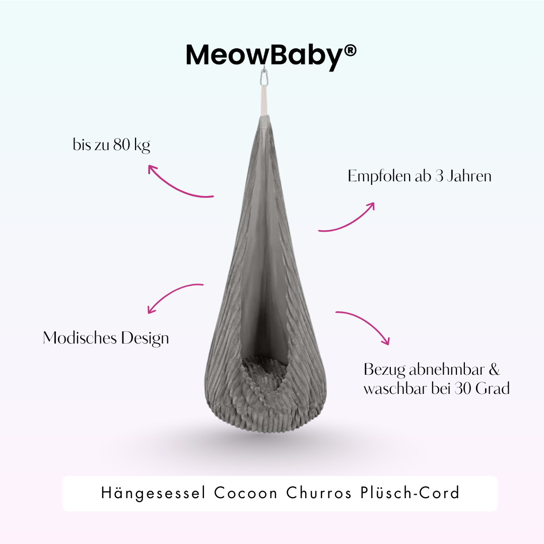 MeowBaby Hängesessel Cocoon Churros Plüsch-Cord