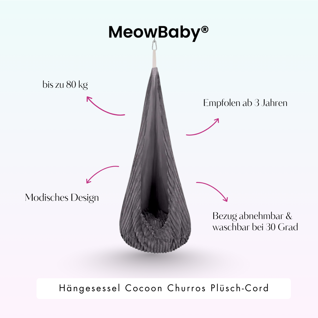 MeowBaby Hängesessel Cocoon Churros Plüsch-Cord