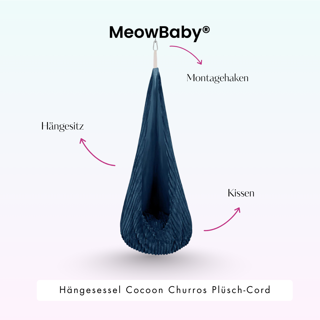 MeowBaby Hängesessel Cocoon Churros Plüsch-Cord