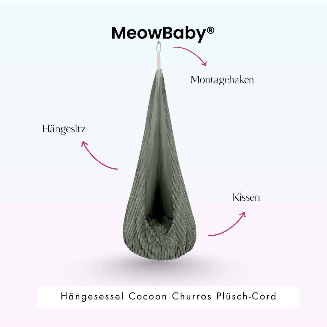 MeowBaby Hängesessel Cocoon Churros Plüsch-Cord