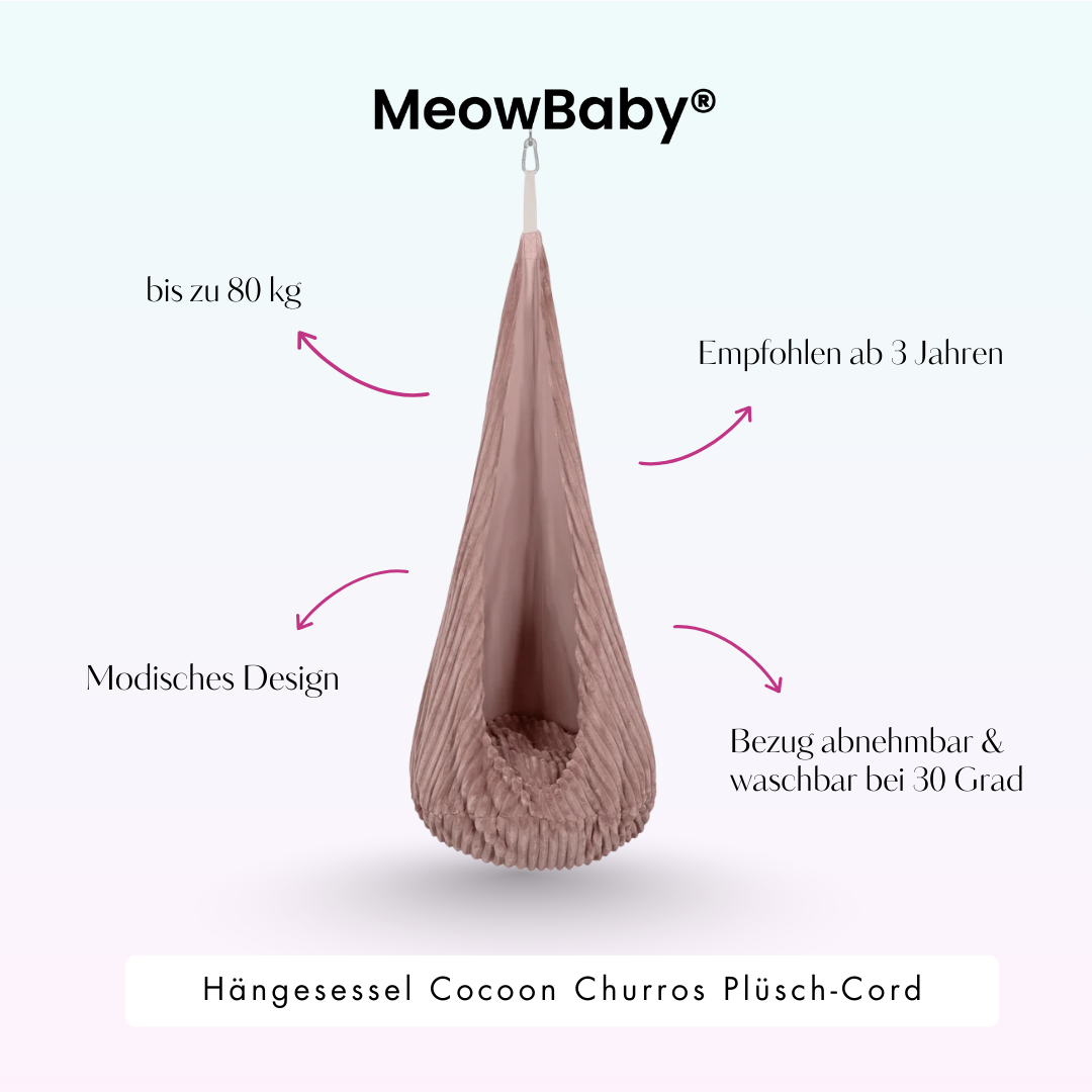 MeowBaby Hängesessel Cocoon Churros Plüsch-Cord
