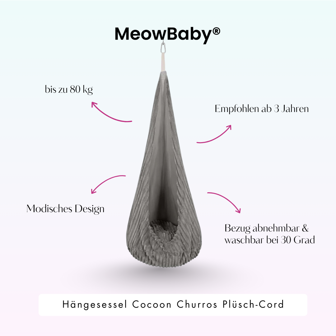 MeowBaby Hängesessel Cocoon Churros Plüsch-Cord