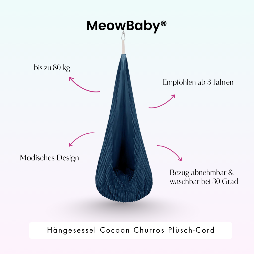 MeowBaby Hängesessel Cocoon Churros Plüsch-Cord
