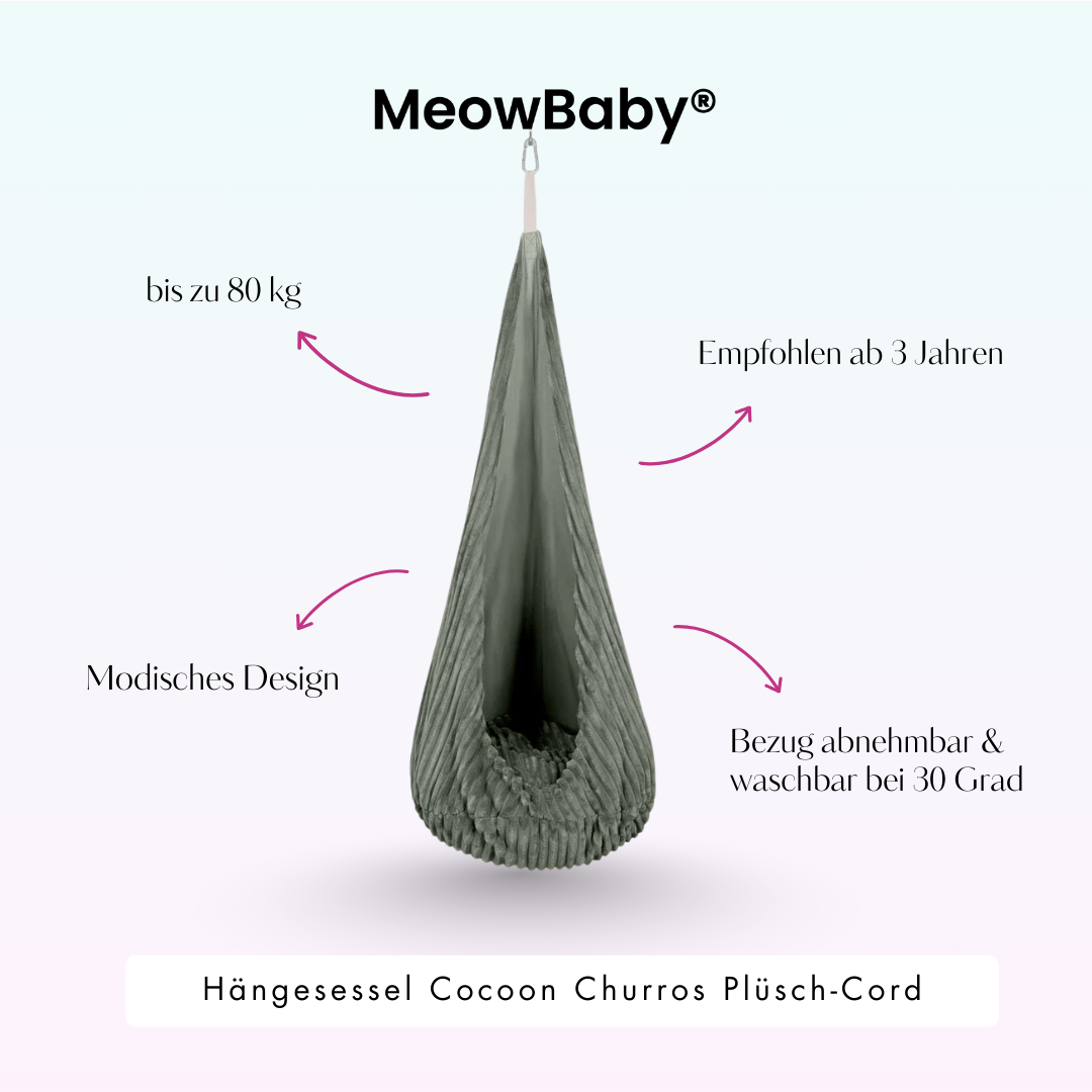 MeowBaby Hängesessel Cocoon Churros Plüsch-Cord