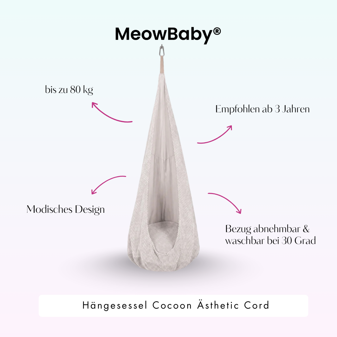 MeowBaby Hängesessel Cocoon Ästhetik Cord - Classic Cord Edition