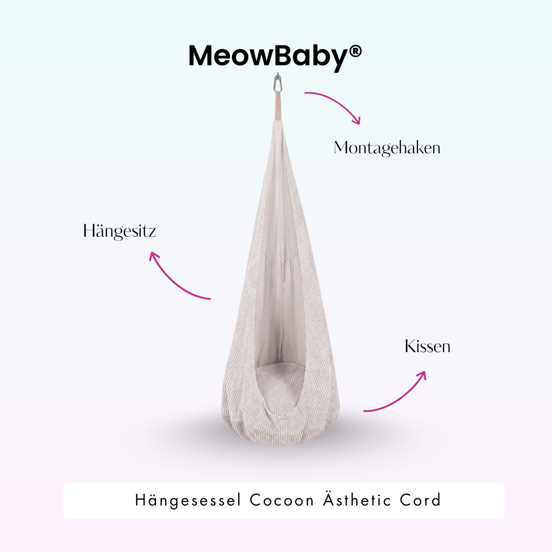 MeowBaby Hängesessel Cocoon Ästhetik Cord - Classic Cord Edition
