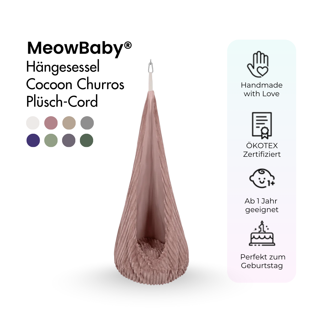 MeowBaby Hängesessel Cocoon Churros Plüsch-Cord