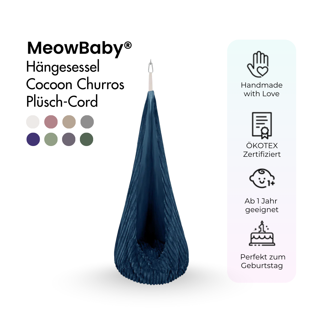 MeowBaby Hängesessel Cocoon Churros Plüsch-Cord