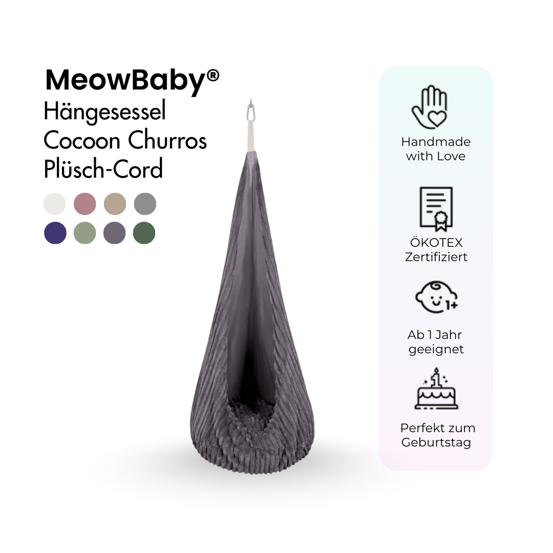 MeowBaby Hängesessel Cocoon Churros Plüsch-Cord