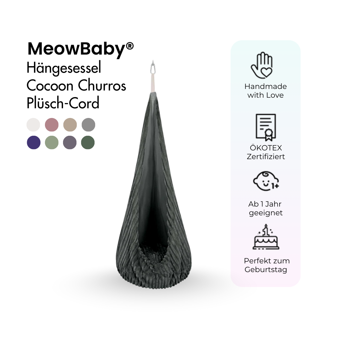 MeowBaby Hängesessel Cocoon Churros Plüsch-Cord