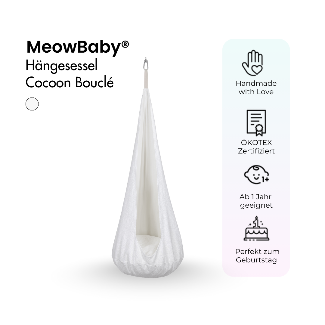 MeowBaby Hängesessel Cocoon Bouclé - creme/weiß