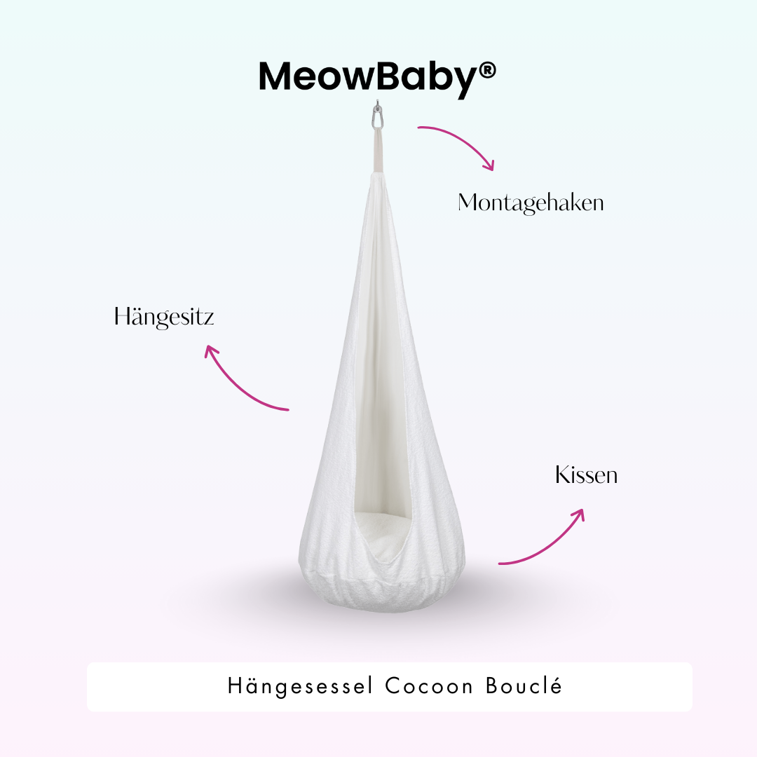 MeowBaby Hängesessel Cocoon Bouclé - creme/weiß