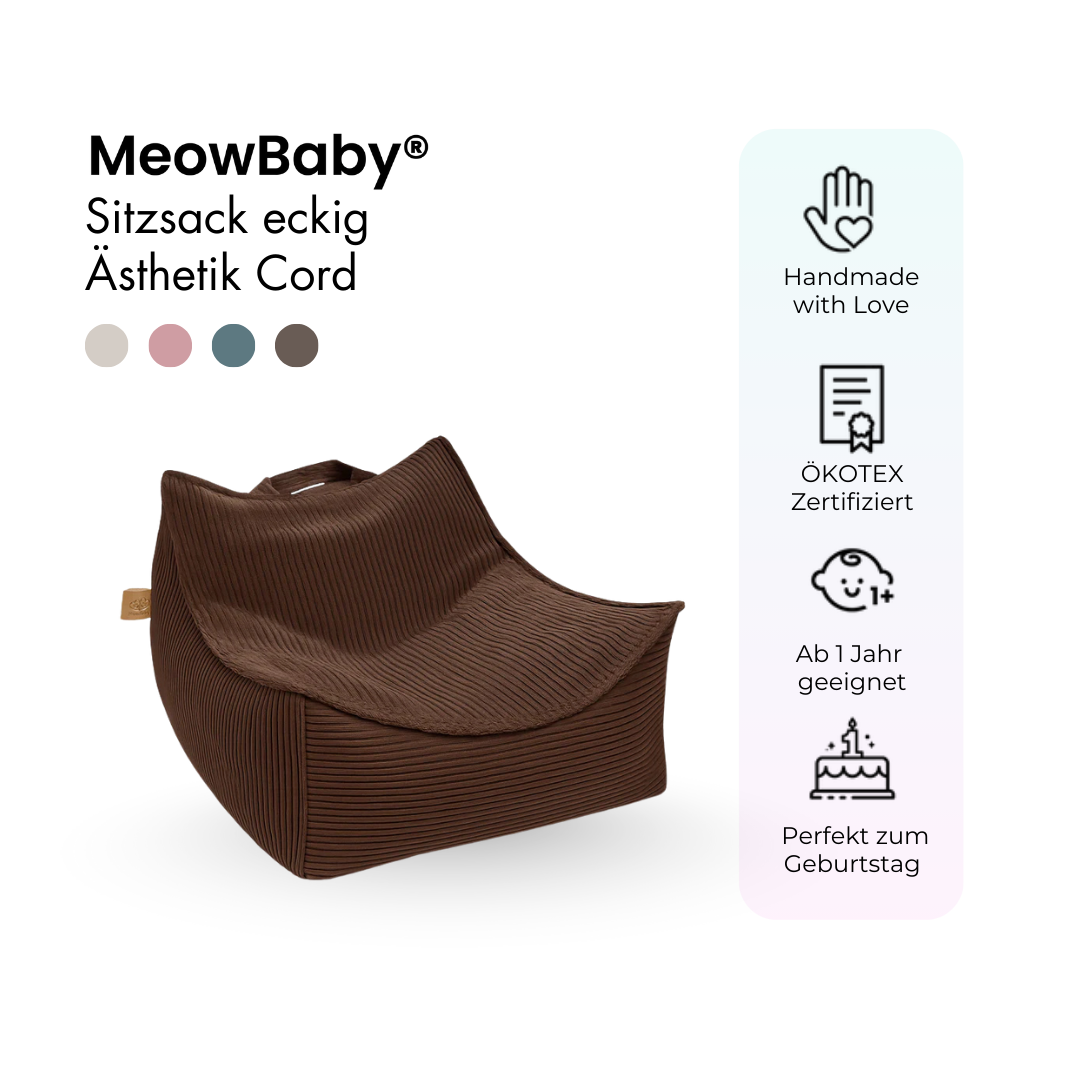 MeowBaby Beanbag Aesthetic Corduroy Square - ecru/beige 