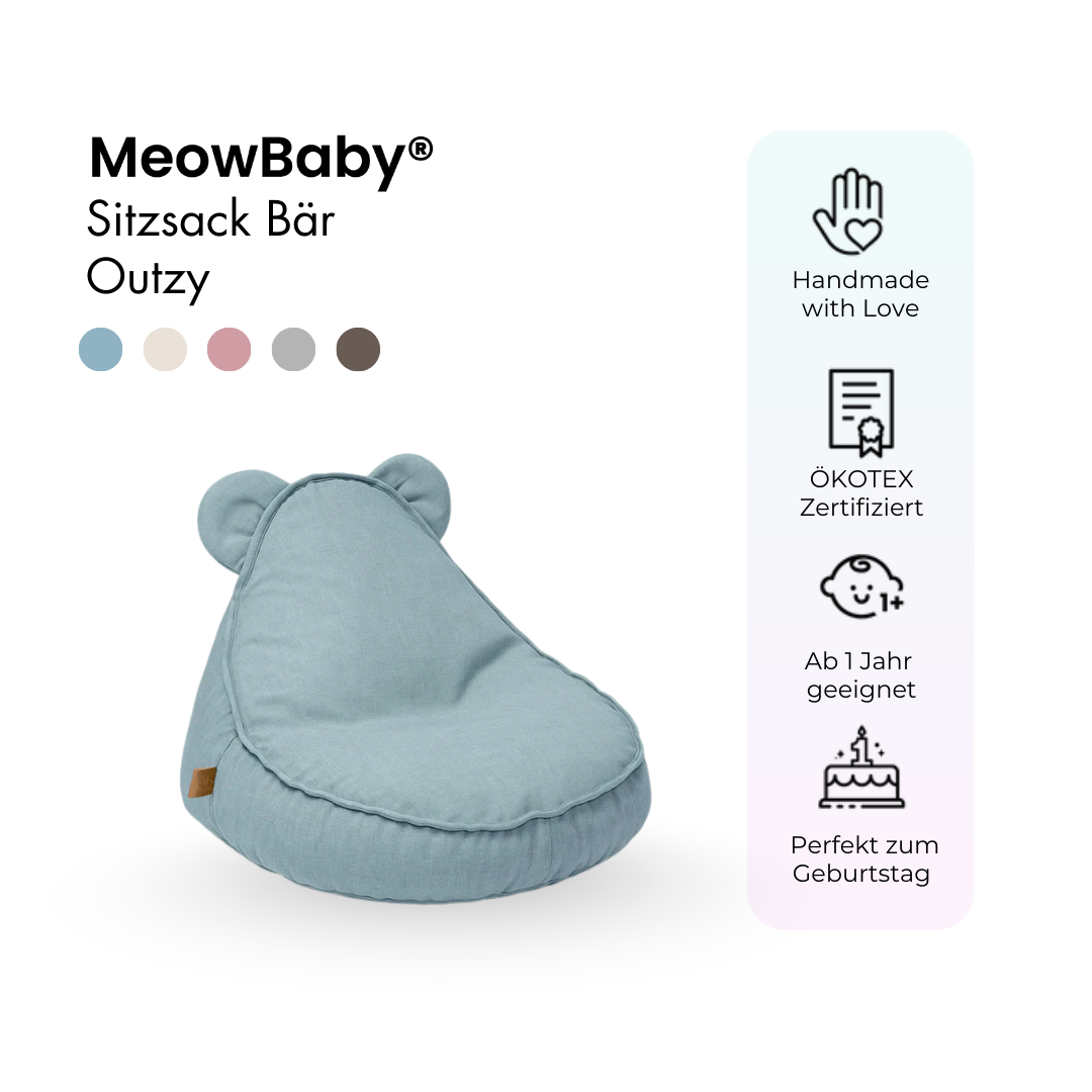 Outzy Sako Bag Teddy Cloudberry Sky Blue - Bean Bag for Kids 