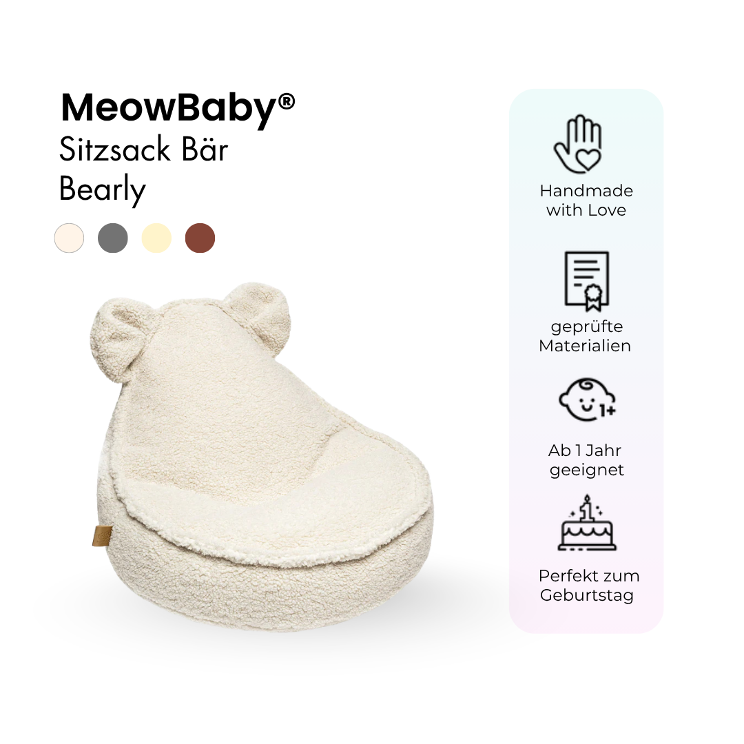 MeowBaby Kindersessel Bearly Bären-Sitzsack - Soft Teddy Edition