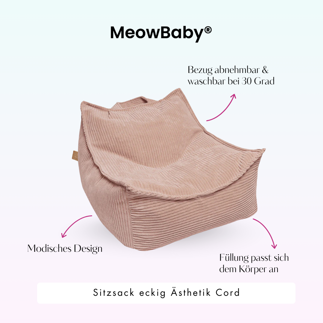 MeowBaby Sitzsack Ästhetik Cord eckig - Classic Cord Edition