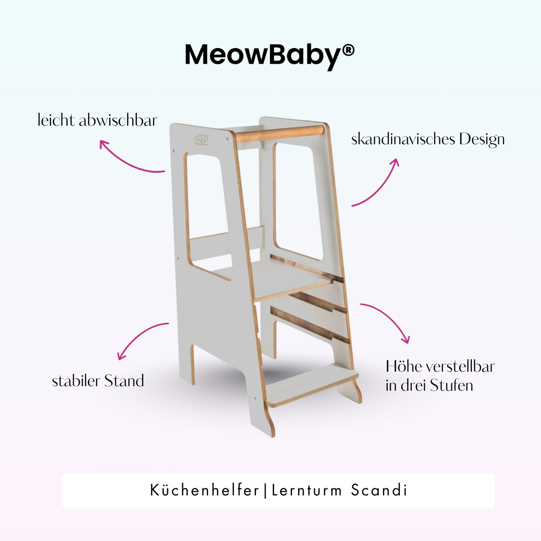 MeowBaby Learning Tower/Kitchen Helper Scandi - White