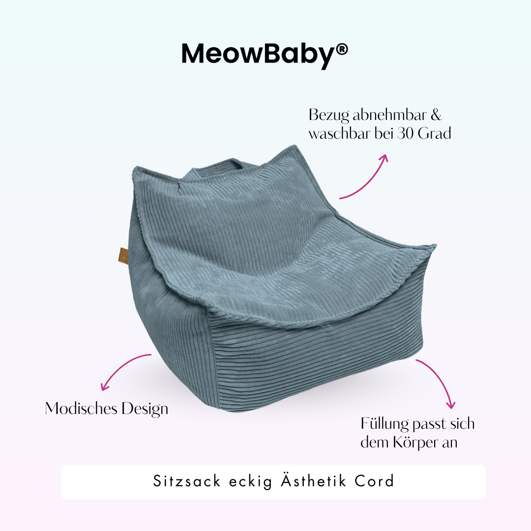 MeowBaby Beanbag Aesthetic Corduroy Square - ecru/beige 