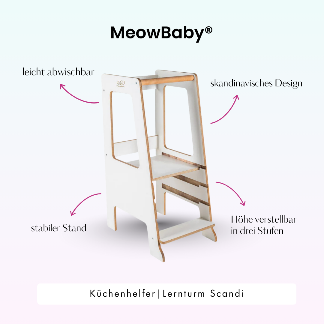 MeowBaby Learning Tower/Kitchen Helper Scandi - White