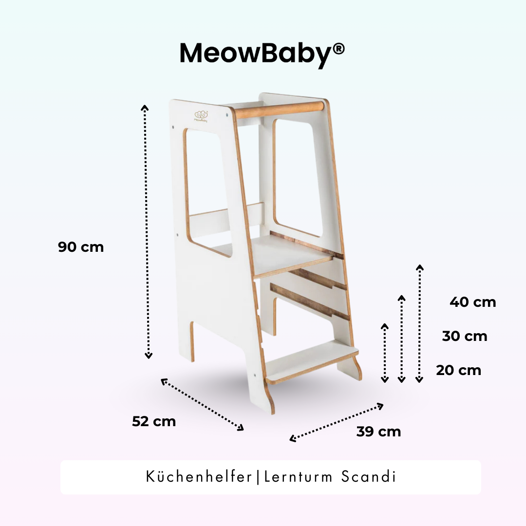 MeowBaby Learning Tower/Kitchen Helper Scandi - White