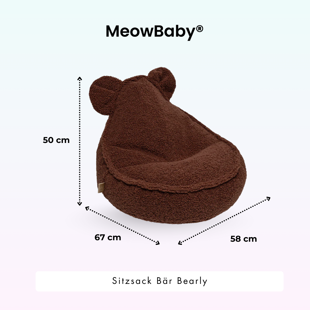 MeowBaby Beanbag Bearly Bear - cream/white