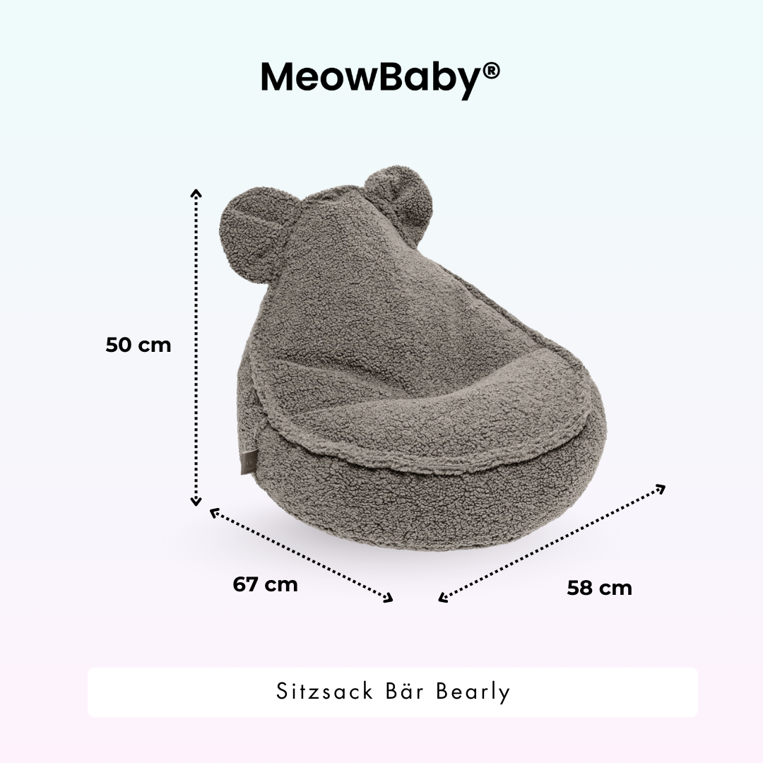 MeowBaby Beanbag Bearly Bear - cream/white