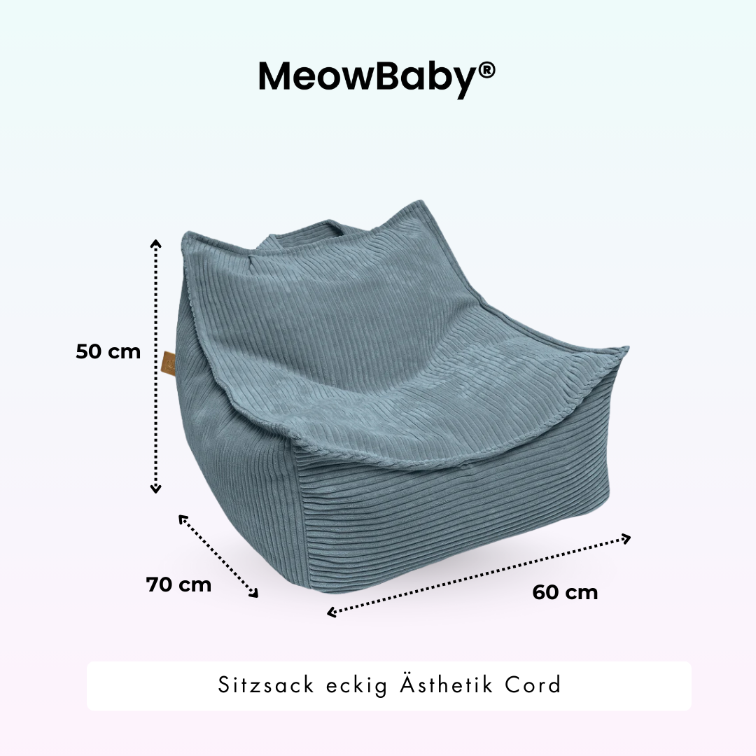 MeowBaby Beanbag Aesthetic Corduroy Square - ecru/beige 