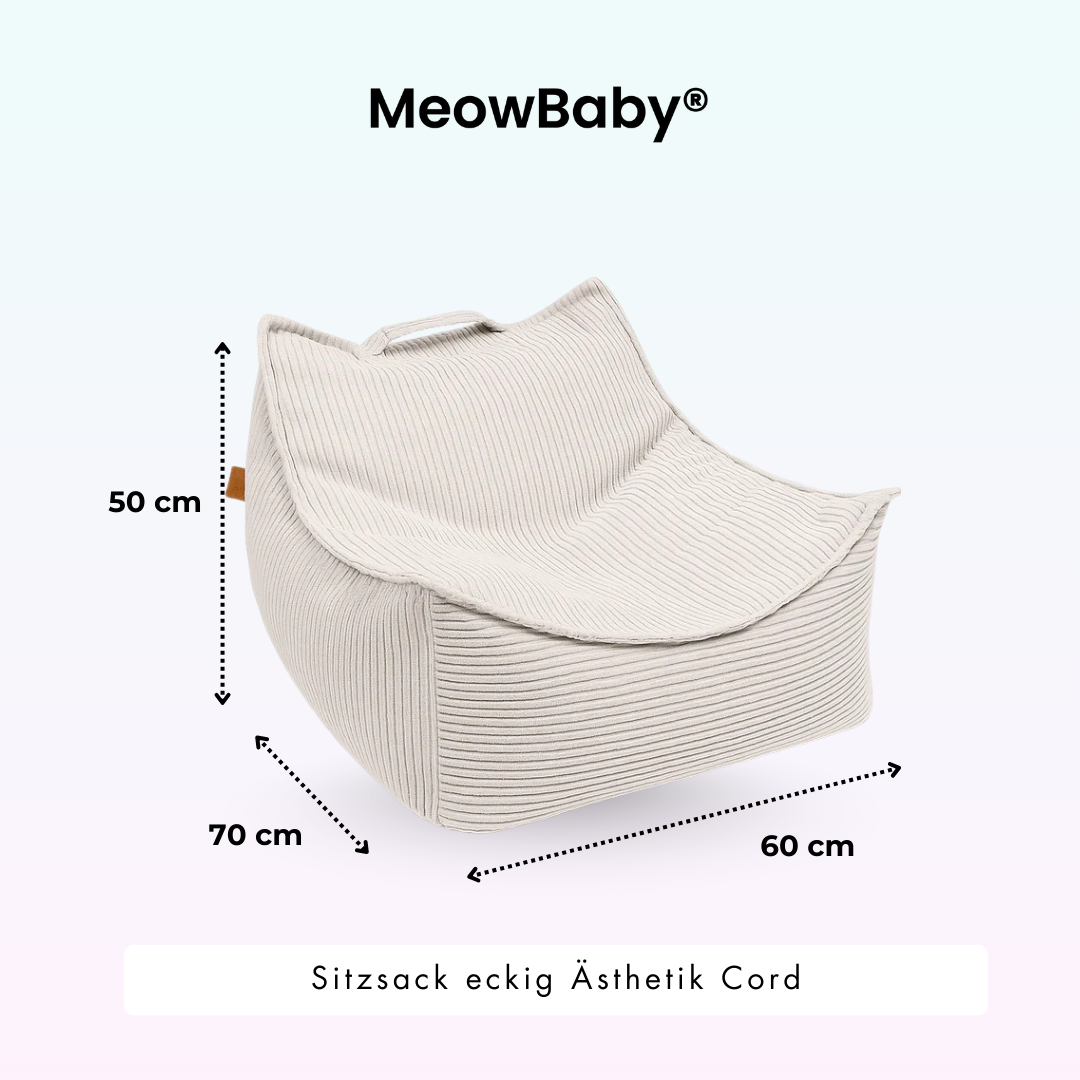 MeowBaby Beanbag Aesthetic Corduroy Square - ecru/beige 